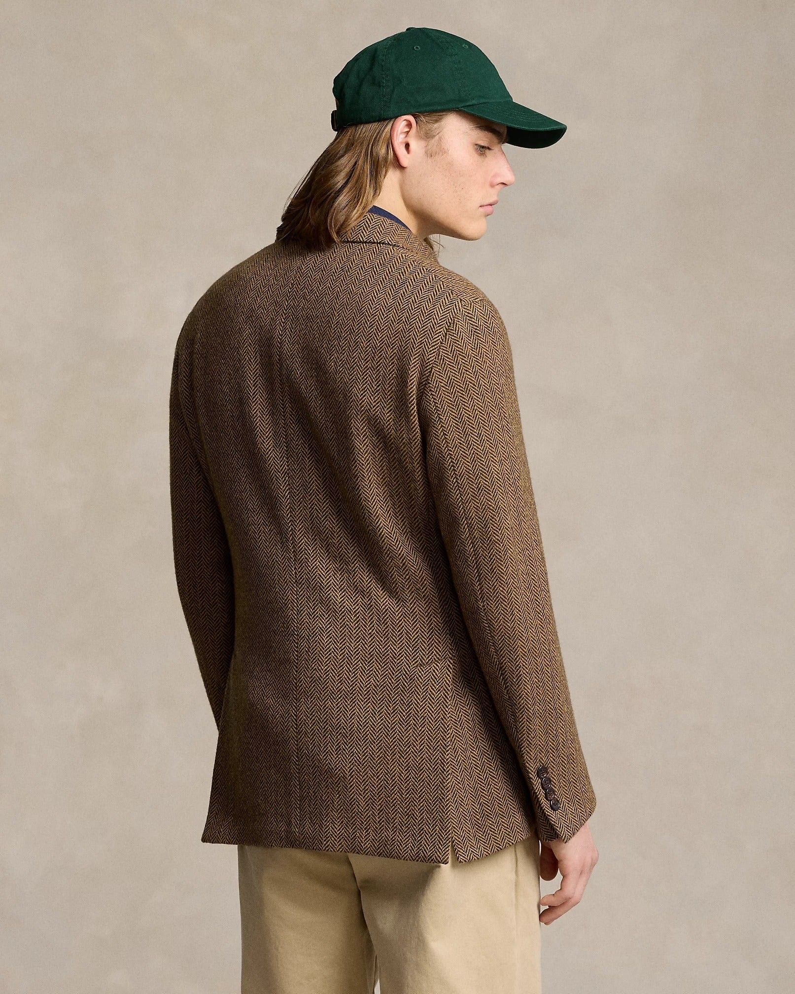 Polo Ralph Lauren Soft Herringbone Sport Coat Blazer 44R Brown / Tan Wool