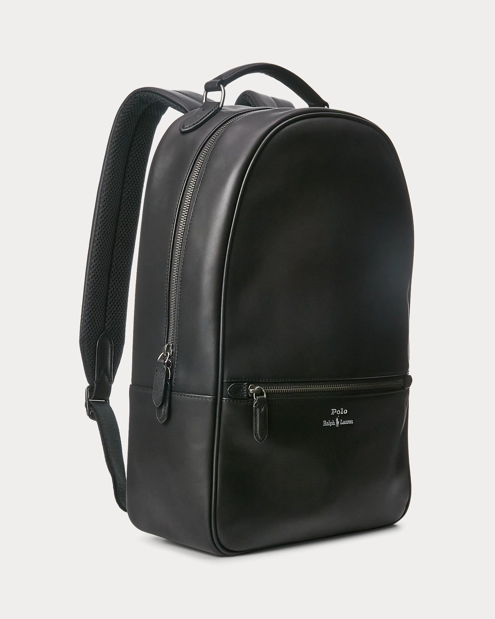 Polo Ralph Lauren Men's Leather Backpack Bag Black Silver