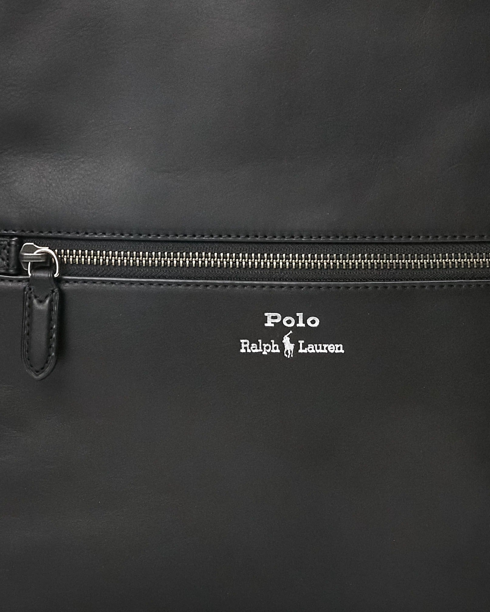 Polo Ralph Lauren Men's Leather Backpack Bag Black Silver