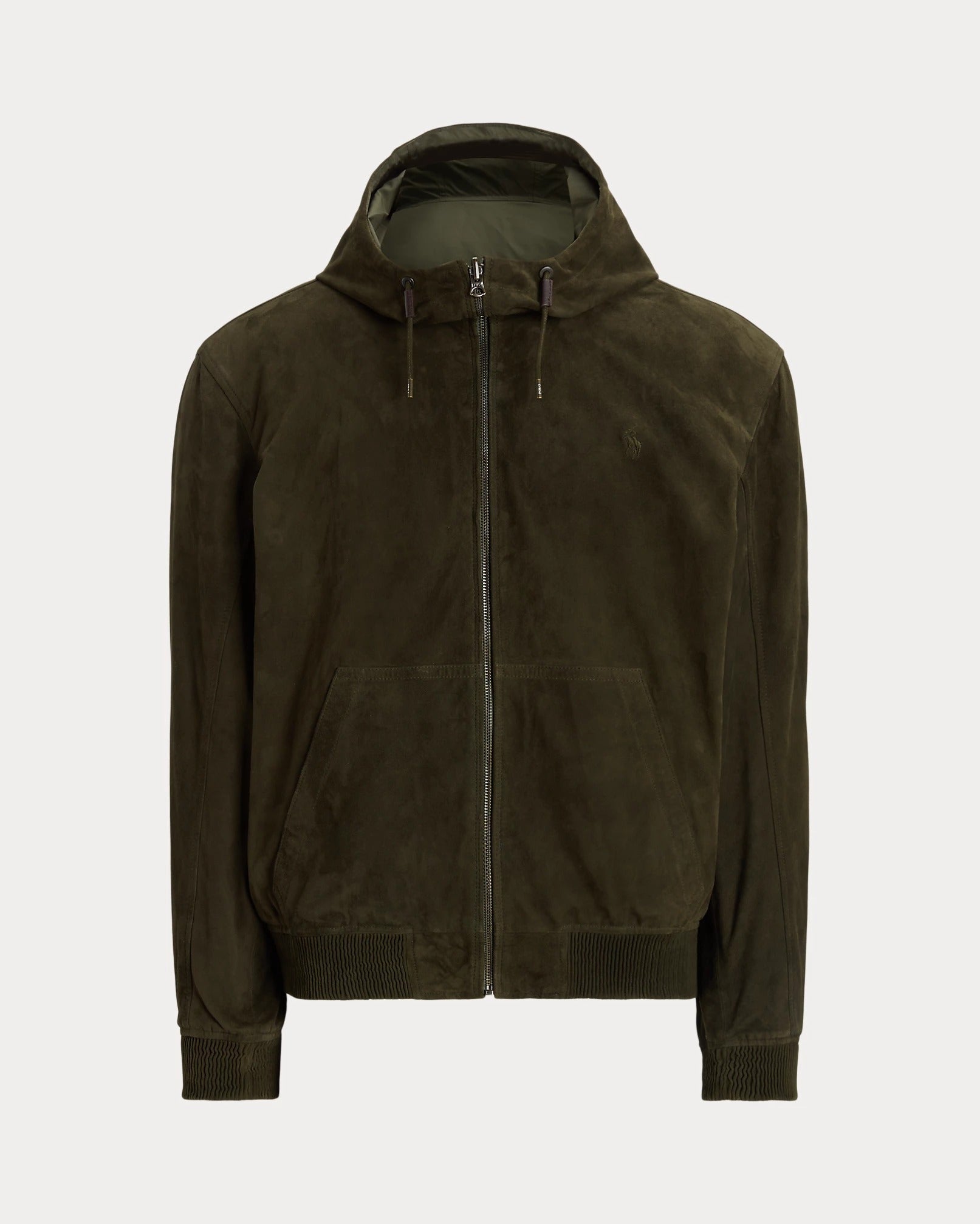 Polo Ralph Lauren Men's Reversible Leather Suede Hooded Jacket Large Green Olive