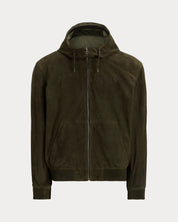 Polo Ralph Lauren Men's Reversible Leather Suede Hooded Jacket Large Green Olive