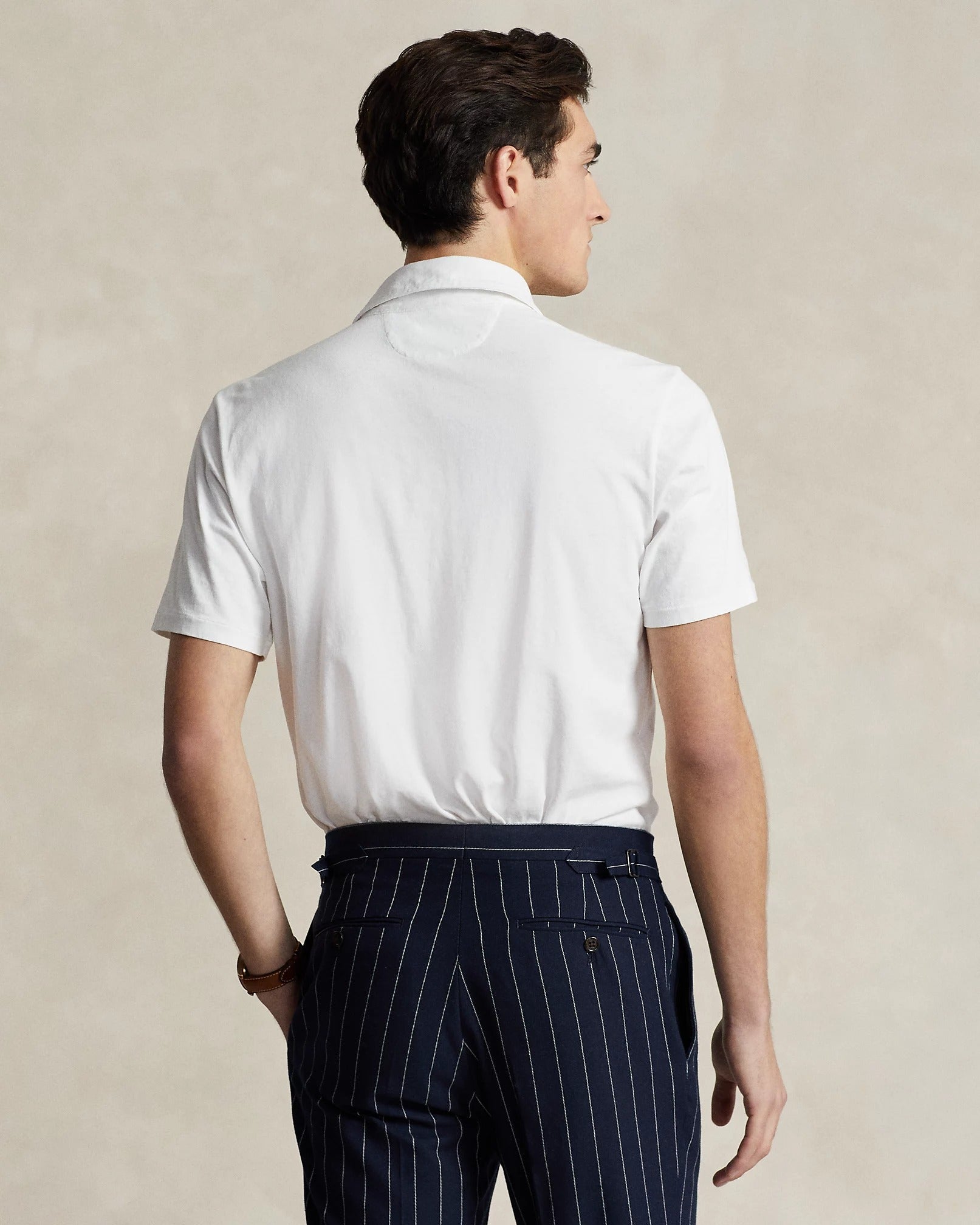 Polo Ralph Lauren Mens Cotton Linen Oxford Polo Shirt White Medium