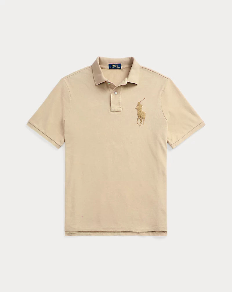 Polo Ralph Lauren Mens Classic Fit Big Pony Jersey Polo Shirt Beige XXL