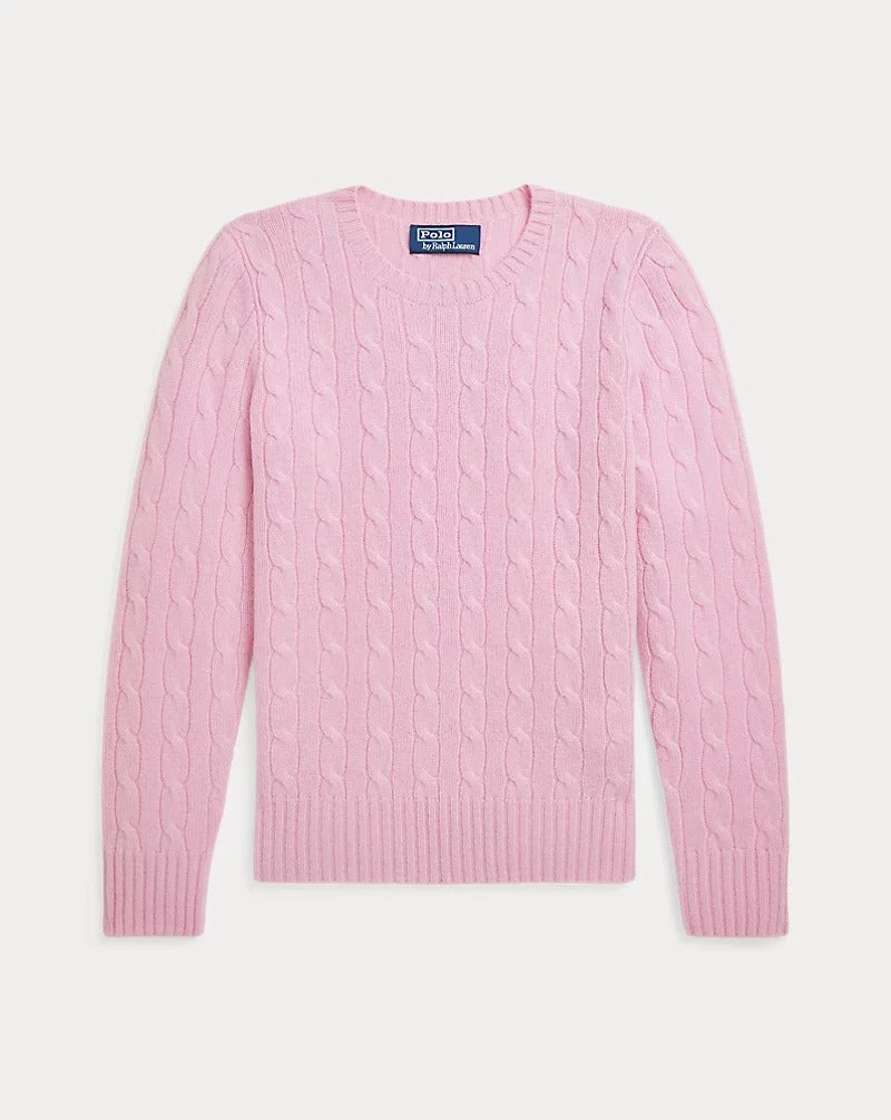 Polo Ralph Lauren Mens Cashmere Cable Knit Crewneck Sweater Dusty Pink XXL