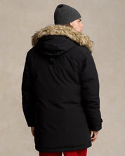 Polo Ralph Lauren Mens Faux Fur Trim Down Parka Coat Medium Black