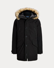 Polo Ralph Lauren Mens Faux Fur Trim Down Parka Coat Medium Black