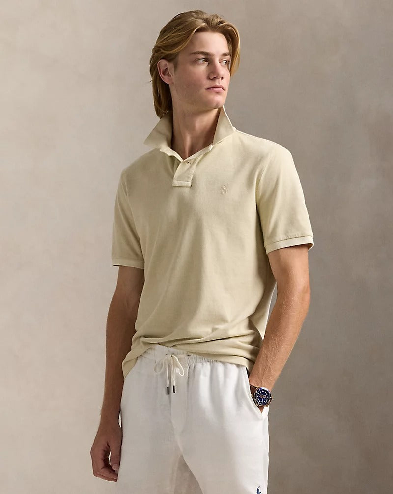 Polo Ralph Lauren Mens Classic fit Short Sleeve Mesh Polo Shirt XXL Beige Solid