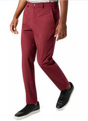 Calvin Klein Mens Slim Fit Solid Dress Pants  Burgundy 32 x 32