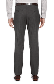Perry Ellis Portfolio Mens Slim-Fit Plaid Performance Dress Pants 31 X 32 Grey