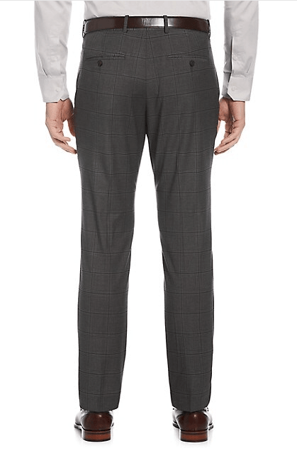 Perry Ellis Portfolio Mens Slim-Fit Plaid Performance Dress Pants 31 X 32 Grey