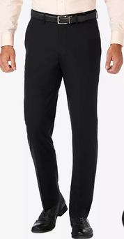 Haggar Mens Slim fit Dress Pants 33 / 32 Black Solid Stretch