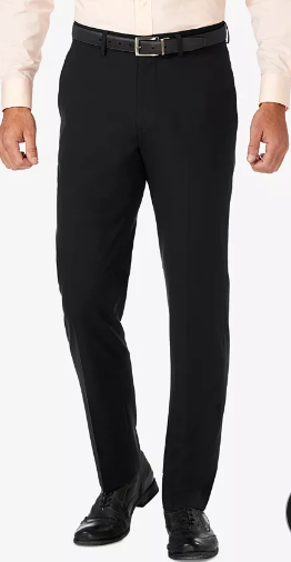 Haggar Mens Slim fit Dress Pants 33 / 32 Black Solid Stretch