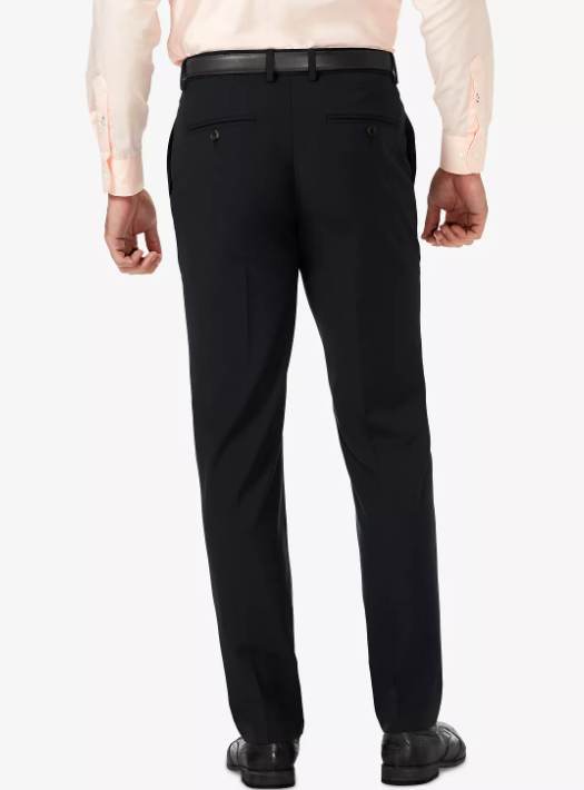 Haggar Mens Slim fit Dress Pants 33 / 32 Black Solid Stretch