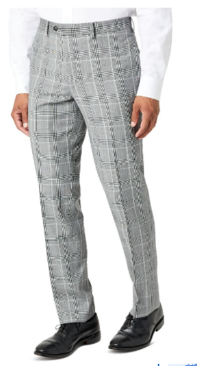 Tallia Men's Slim Fit Plaid Dress Pants Black White 30 x 32