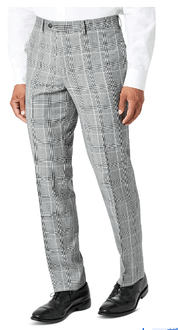 Tallia Men's Slim-Fit Plaid Suit Pants  Black White 36 X 34