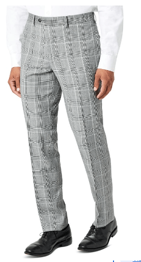 Tallia Men's Slim-Fit Plaid Suit Pants  Black White 36 X 34