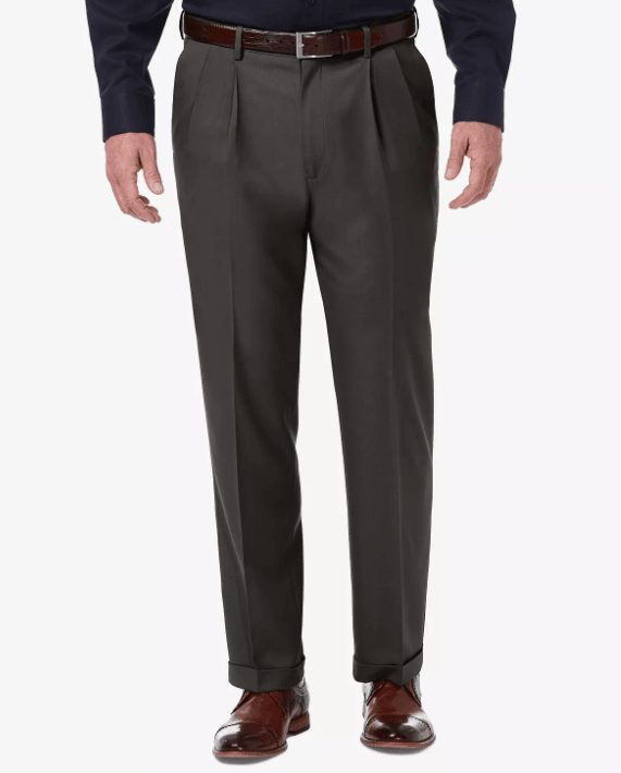 Haggar Mens Classic Pleated FrontPremium Stretch Pants Dark Chocolate 36 x 31