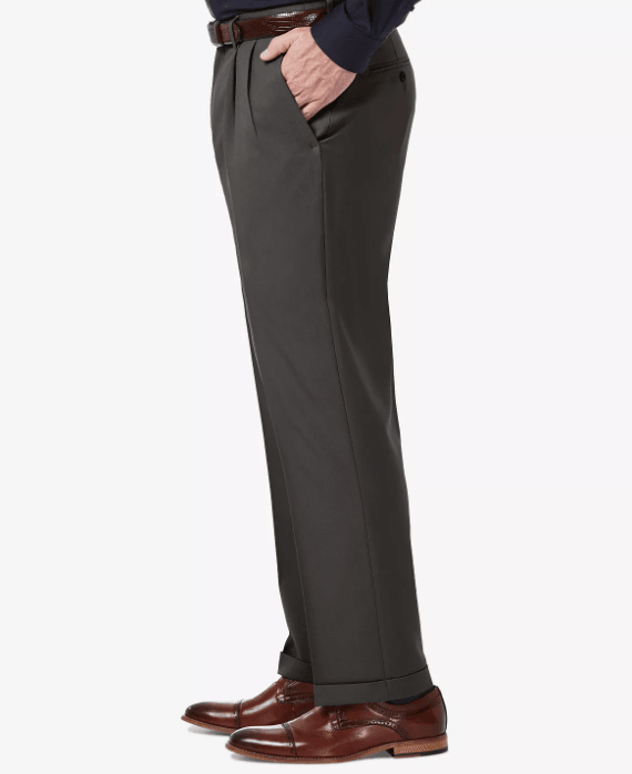 Haggar Mens Classic fit Dress Pants 40 / 30 Black Solid Stretch