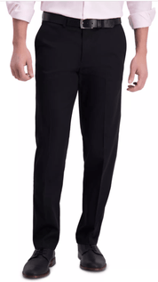 Haggar Mens Classic fit Dress Pants 38 / 30 Black Solid Stretch