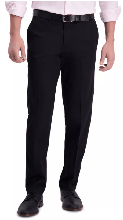 Haggar Mens Classic fit Dress Pants 38 / 30 Black Solid Stretch