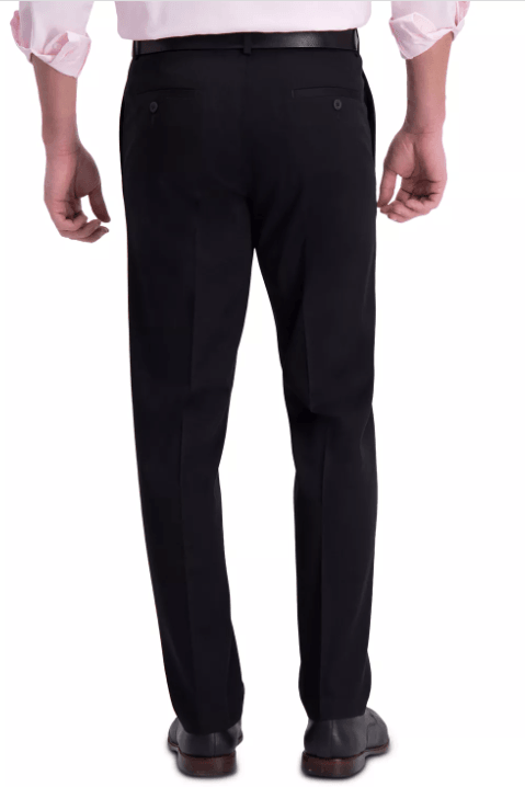 Haggar Mens Straight fit Casual Pants 36 / 30 Black Solid Stretch