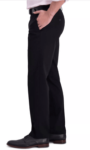 Haggar Mens Straight fit Dress Pants 38 / 30 Black Solid