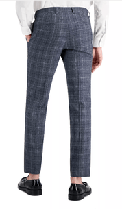 HUGO BOSS Men's Getlin Virgin Wool Check Dress Pants 32 x 32 Navy Blue Plaid