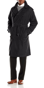 London Fog Men Classic Fit Iconic Belted Trench Raincoat Coat 40R Black