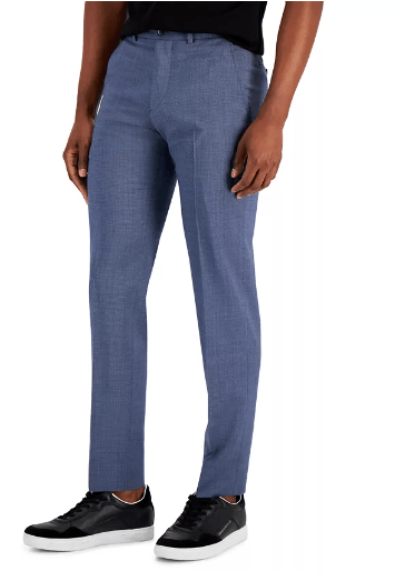 AX Armani Exchange Mens Slim-Fit Navy Shadow Plaid Suit Dress Pants 30 x 30 Blue