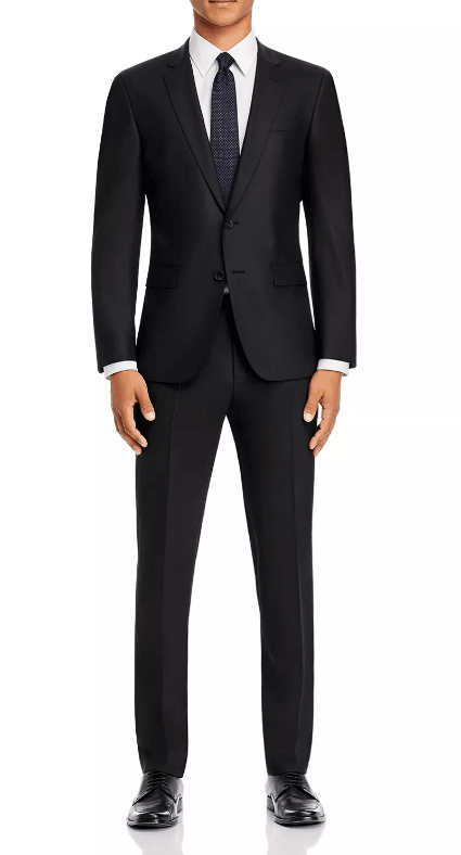 Hugo Boss Mens Slim fit 2 Piece Suit 40 R / 34 Waist Black Solid Stretch