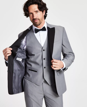 Alfani Men's Slim Fit  Grey Black Suit Tuxedo Jacket 44S