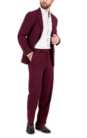 NAUTICA Mens Suit 40R / 34 x 32 Burgundy Red Modern-Fit Bi-Stretch