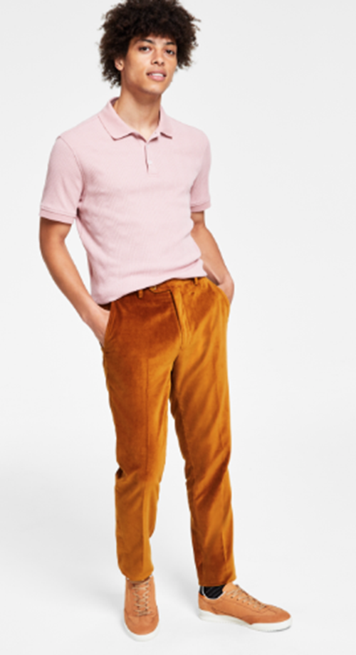 Alfani Mens Slim fit Dress Pants Velvet 31 / 32 Gold