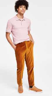Alfani Men's Slim Fit Velvet Dress Pants Gold 33 x 30