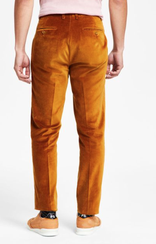 Alfani Men's Slim Fit Velvet Dress Pants Gold 32 x 32