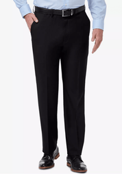 Haggar Mens Classic fit Dress Pants 32 / 32 Black Solid Stretch
