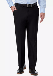 Haggar Mens Classic fit Dress Pants 42 / 32 Black Solid Stretch