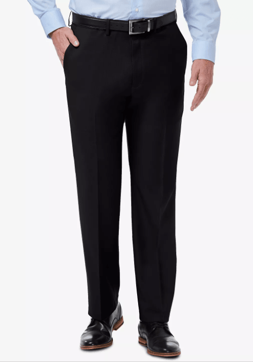 Haggar Mens Classic fit Dress Pants 44 / 30 Black Solid
