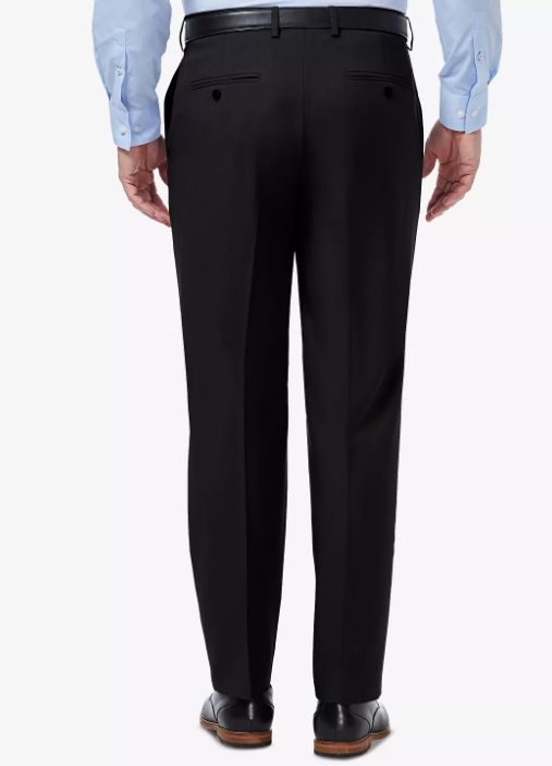 Haggar Mens Classic fit Dress Pants 34 / 32 Black Solid Stretch