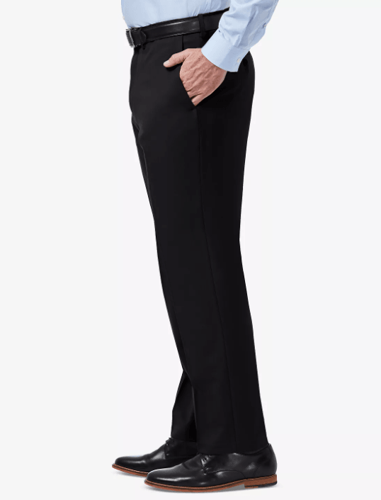 Haggar Mens Classic fit Dress Pants 44 / 30 Black Solid