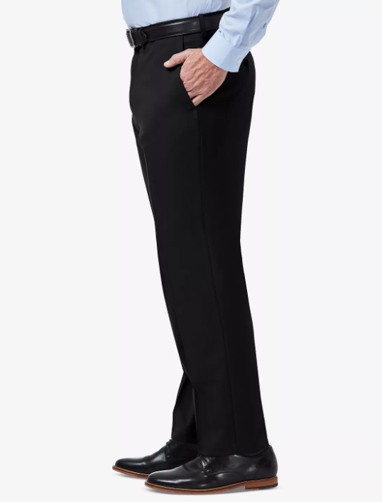 Haggar Mens Classic fit Dress Pants 42 / 32 Black Solid Stretch