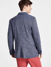 Tommy Hilfiger Mens Modern Fit Blue Brown Check Sport Coat 40R