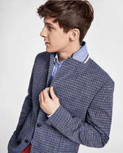 Tommy Hilfiger Men's Modern Fit Check Sport Coat Blue Brown 44L