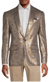 Tallia Mens Slim Fit Metallic Blazer Gold 40S Sport Coat