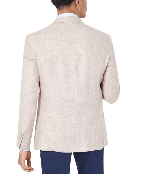 Tallia Mens Slim-Fit Patterned Linen Suit Jacket Pink 40S