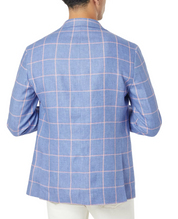 Tallia Mens Slim Fit Linen Blazer Two Button Pink Blue 44L