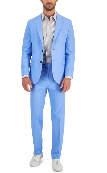 Nautica Men's Modern-Fit Comfort Stretch Linen Suit 48R / 43 x 32 Light Blu