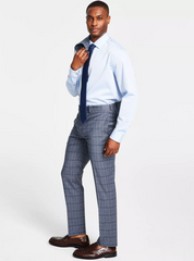 Calvin Klein Men's Slim Fit Wool Stretch Suit Dress Pants Grey Blue 36 X 32