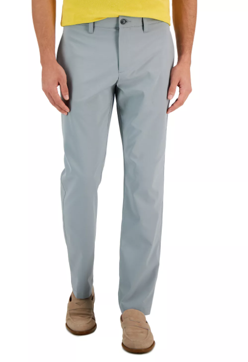 Perry Ellis Portfolio Men's Slim Fit Tech Pants Monument Light Grey 30 x 30