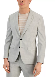 Hugo Boss Men's Superflex Slim Fit Suit Jacket Light Grey 38R